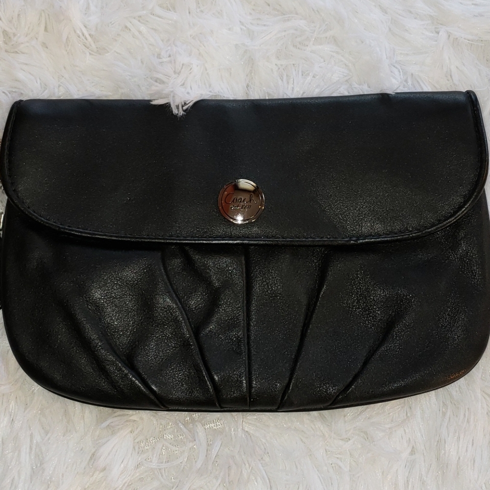 Coach Black leather wristlet